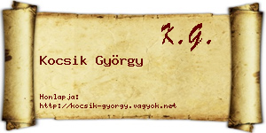 Kocsik György névjegykártya
